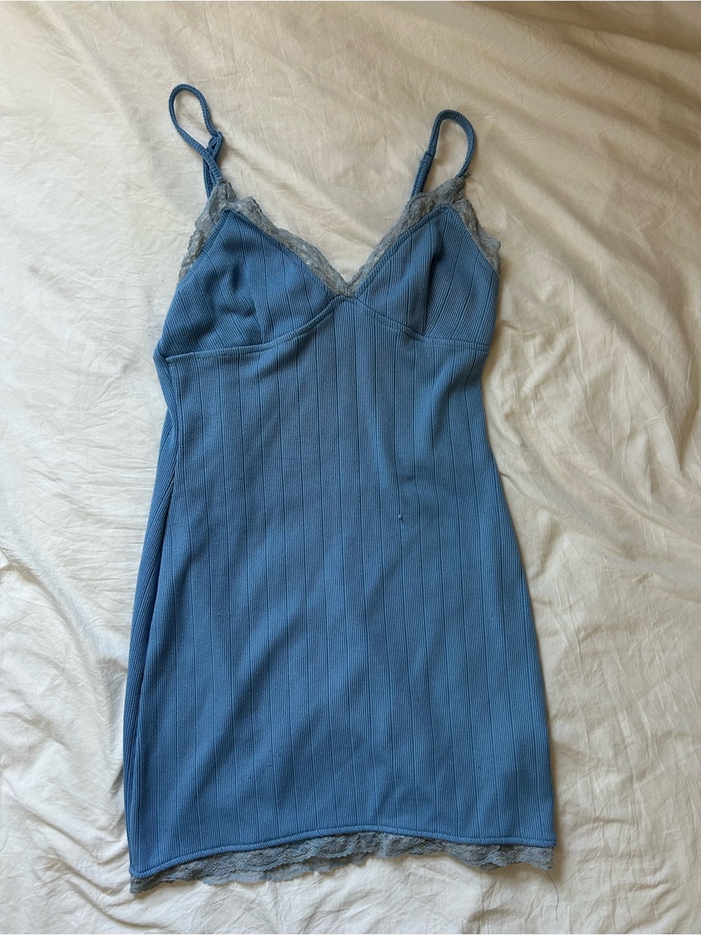 Urban Outfitters Blue Lace-Trim Slip Dress